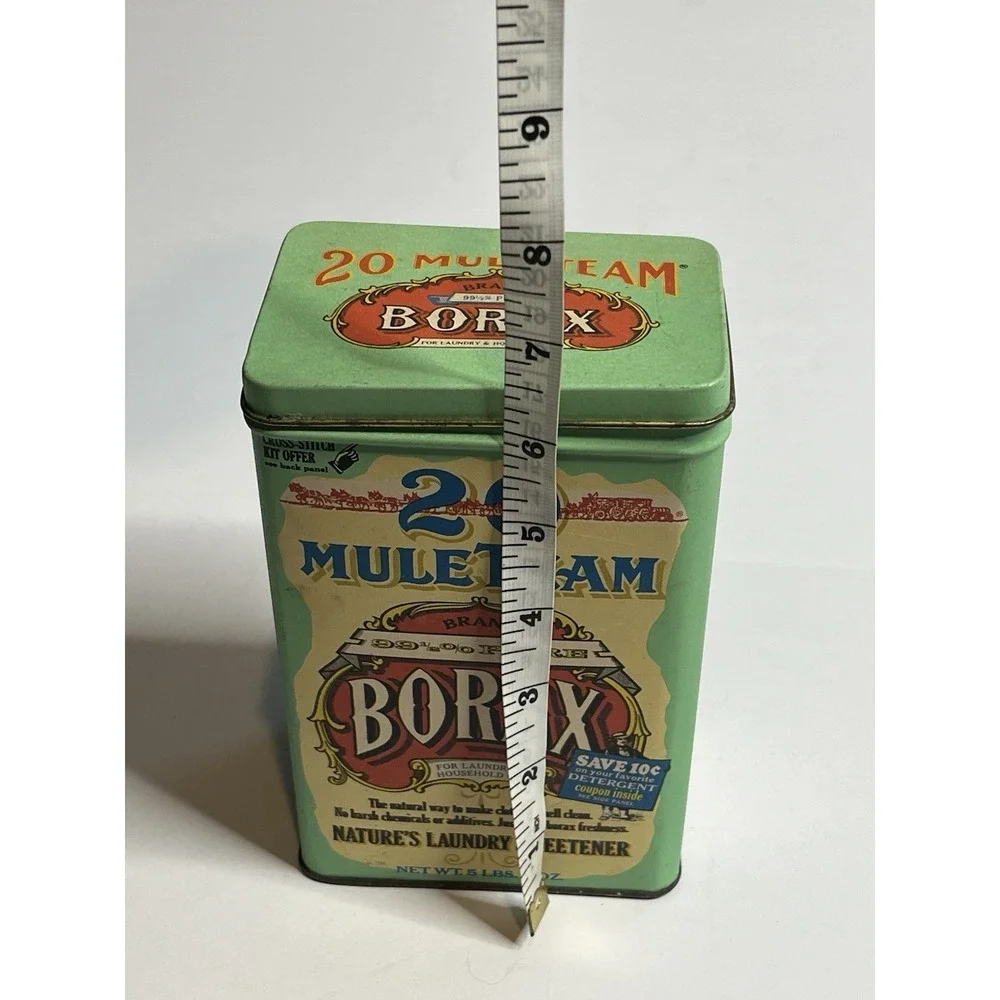 Retro Borax 20 Mule Team Repro Collectible Metal Storage Decorative Tin Can